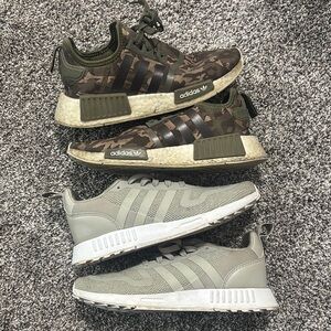 Bundle of Adidas Green camo and neutral sneakers with Modern Cushioning